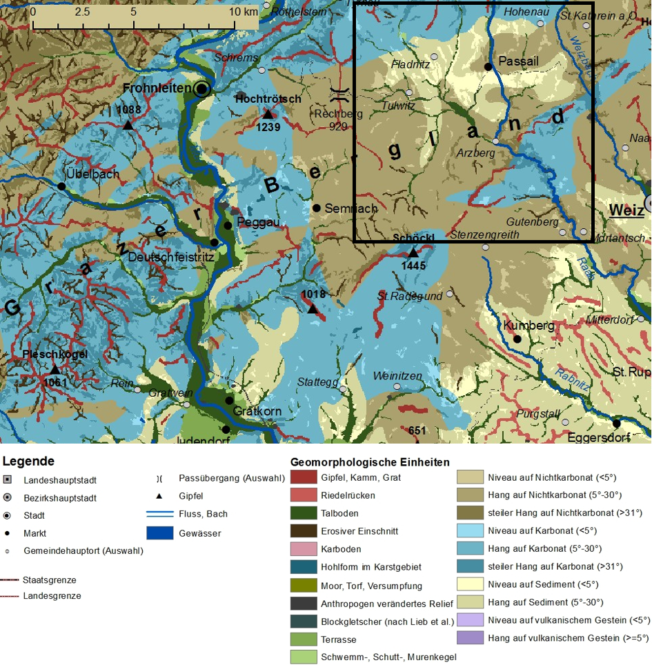 Ausschnitt der GMK 1 : 200 000 entsprechend dem Ausschnitt 8 auf Arbeitskarte 1