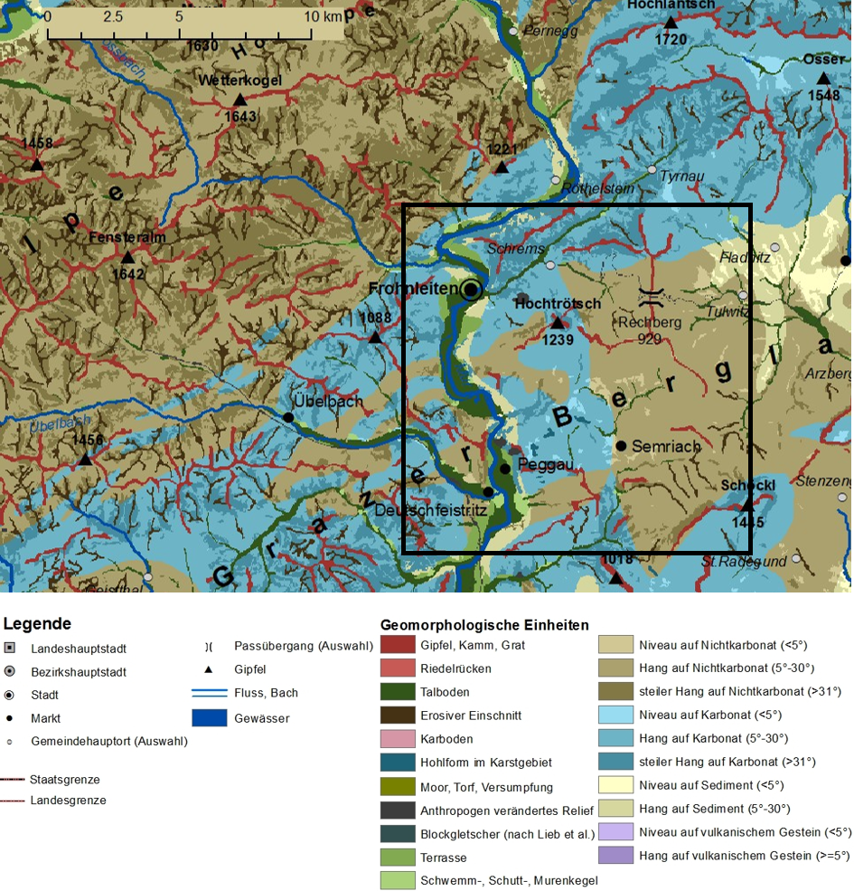 Ausschnitt der GMK 1 : 200 000 entsprechend dem Ausschnitt 4 auf Arbeitskarte 1