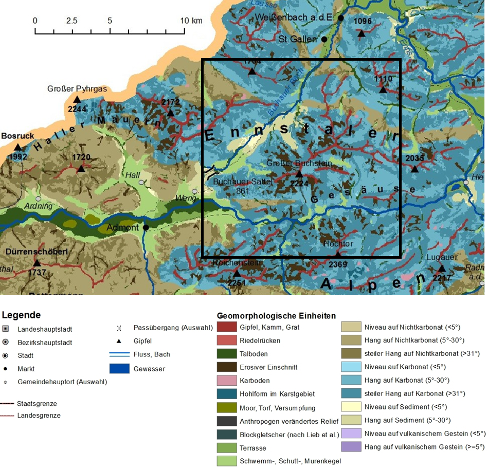 Ausschnitt der GMK 1 : 200 000 entsprechend dem Ausschnitt 3 auf Arbeitskarte 1