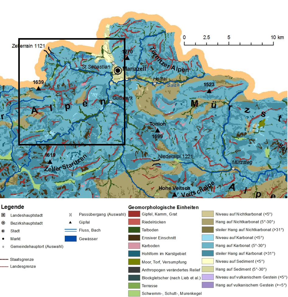 Ausschnitt der GMK 1 : 200 000 entsprechend dem Ausschnitt 6 auf Arbeitskarte 1