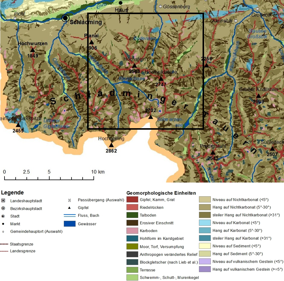 Ausschnitt der GMK 1 : 200 000 entsprechend dem Ausschnitt 1 auf Arbeitskarte 1