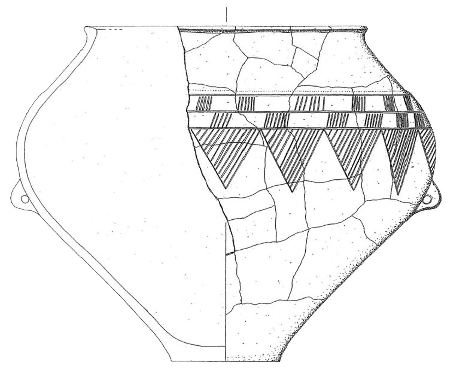 Abbildung 10: Rekonstruktion eines verzierten Kegelhalsgefäßes aus Hörbing bei Deutschlandsberg, Grafik: © G. Tiefengraber