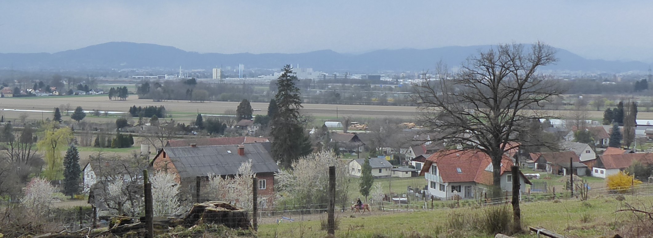 Grazer Zentralraum mit Graz im Hintergrund, aufgenommen in Grambach. (Foto: M. Lieb)