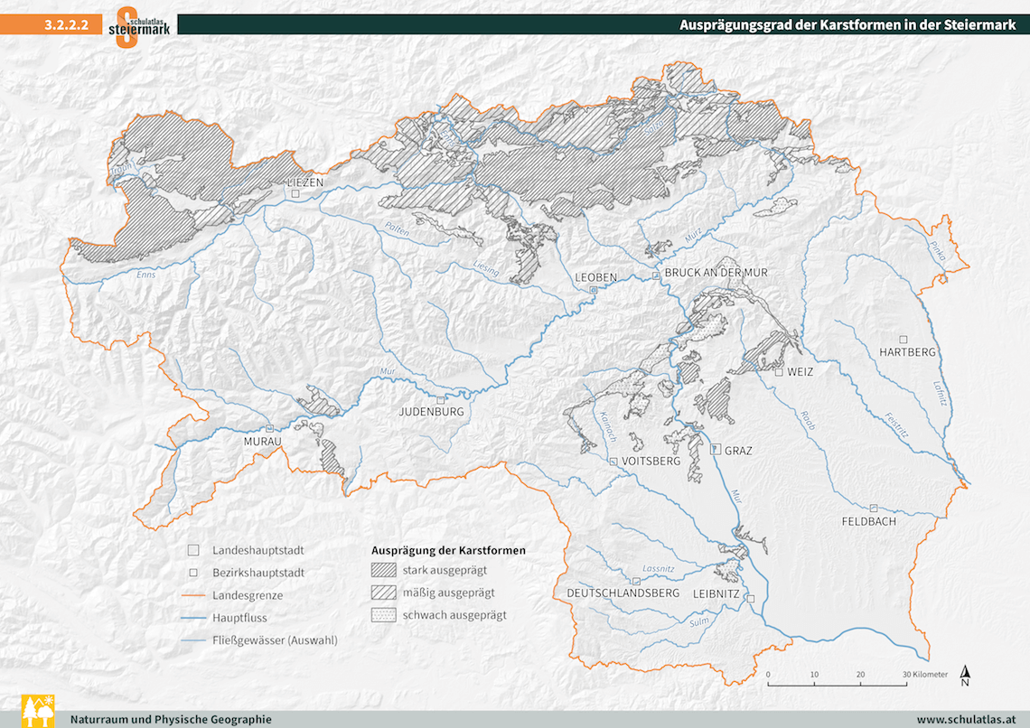 Ausprägungsgrad der Karstformen in der Steiermark