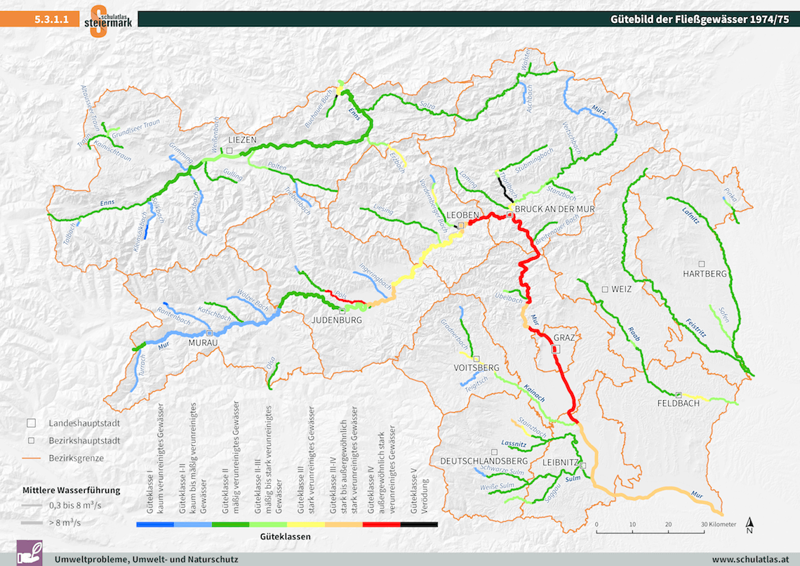 Gütebild der Fließgewässer 1974/75