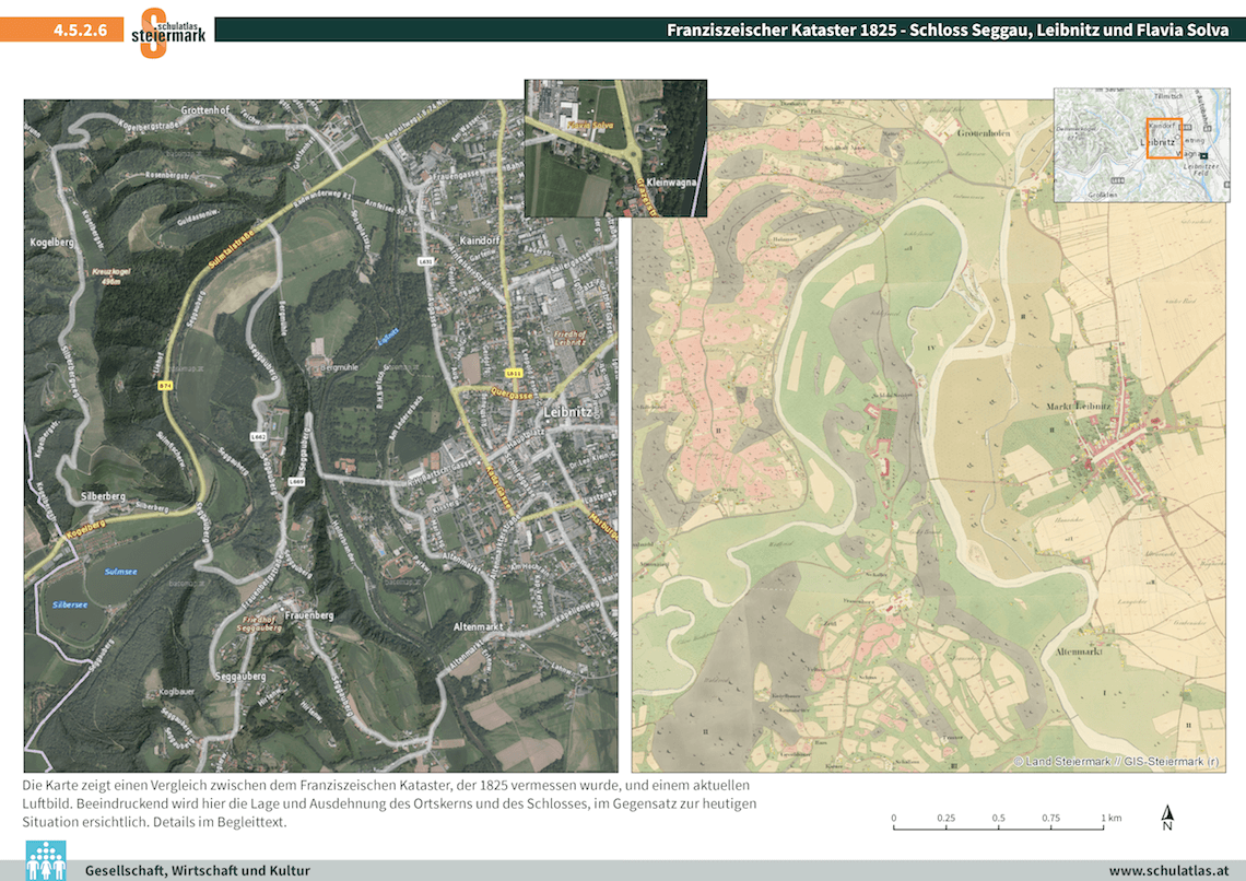 Franziszeischer Kataster 1825 - Schloss Seggau, Leibnitz und Flavia Solva