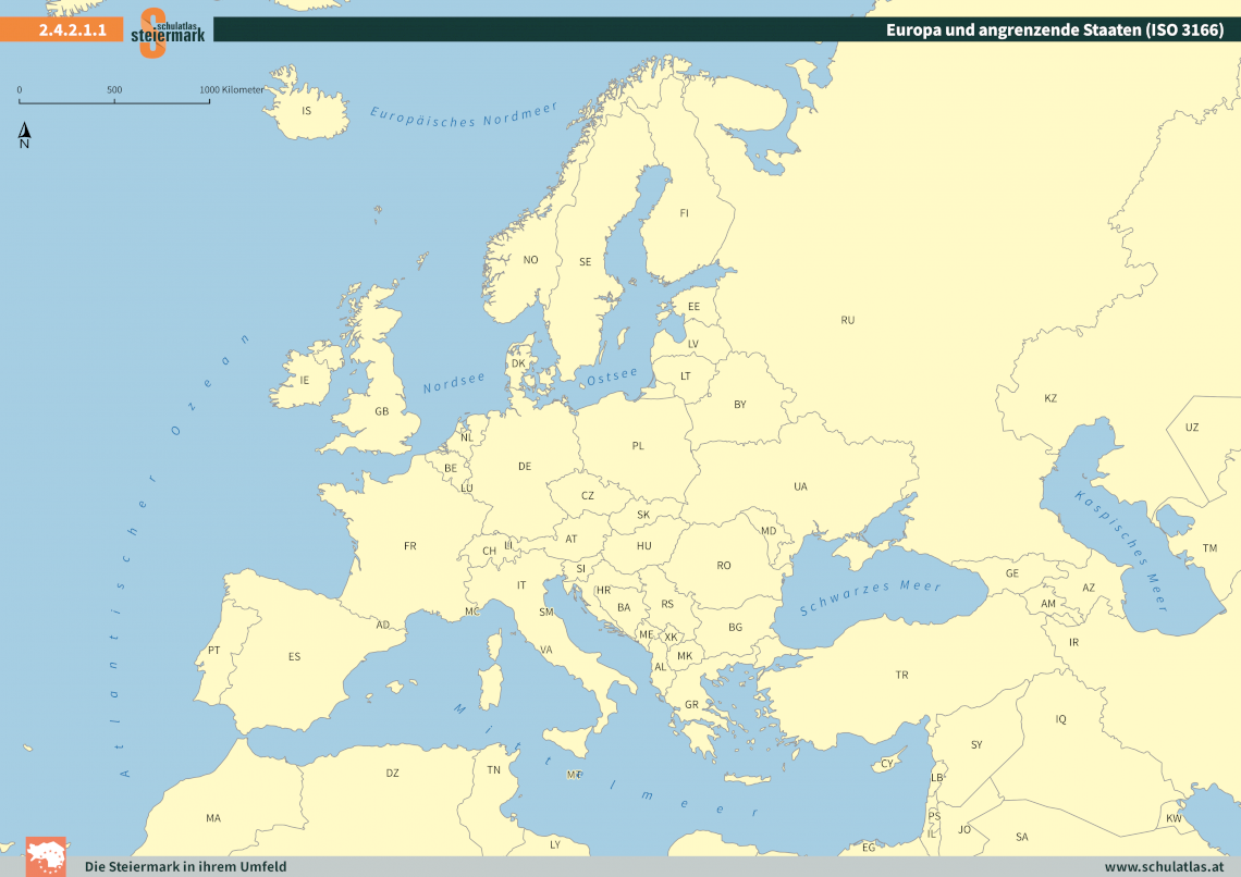 Europa und angrenzende Staaten (ISO 3166)