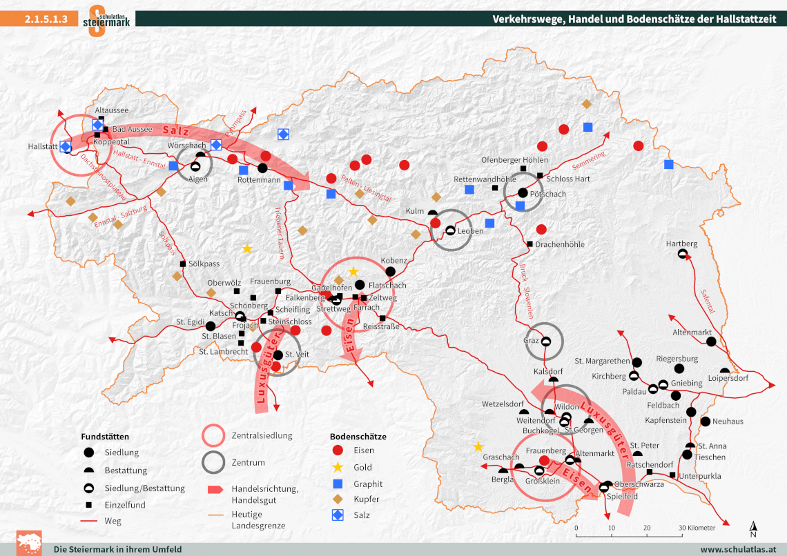 Verkehrswege, Handel und Bodenschätze der Hallstattzeit