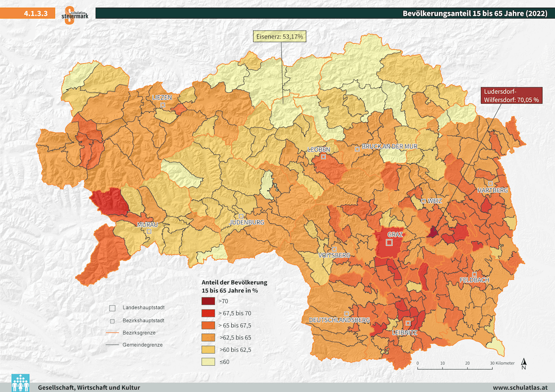 Bevölkerungsanteil von 15 bis 65 Jahre
