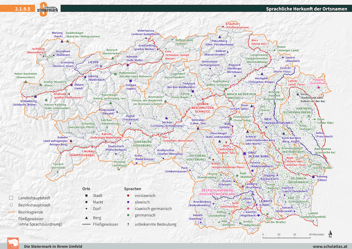 2.1.9.5 Sprachliche Herkunft der Ortsnamen