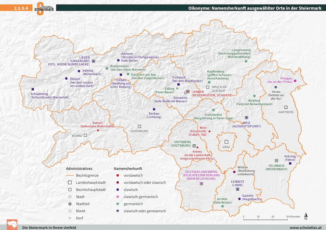 2.1.9.4 Oikonyme: Namensherkunft ausgewählter Orte in der Steiermark