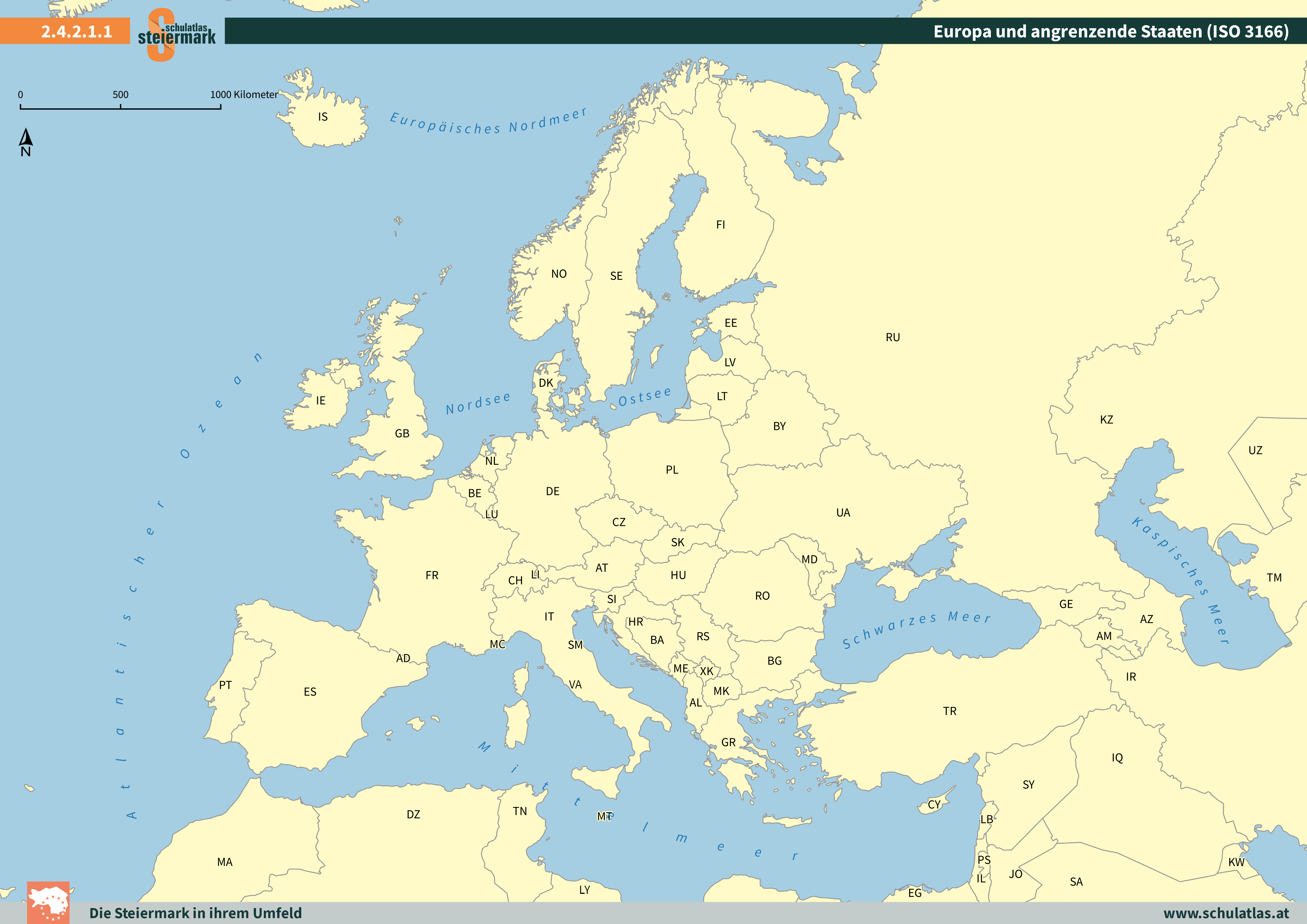 Europa und angrenzende Staaten (ISO 3166)