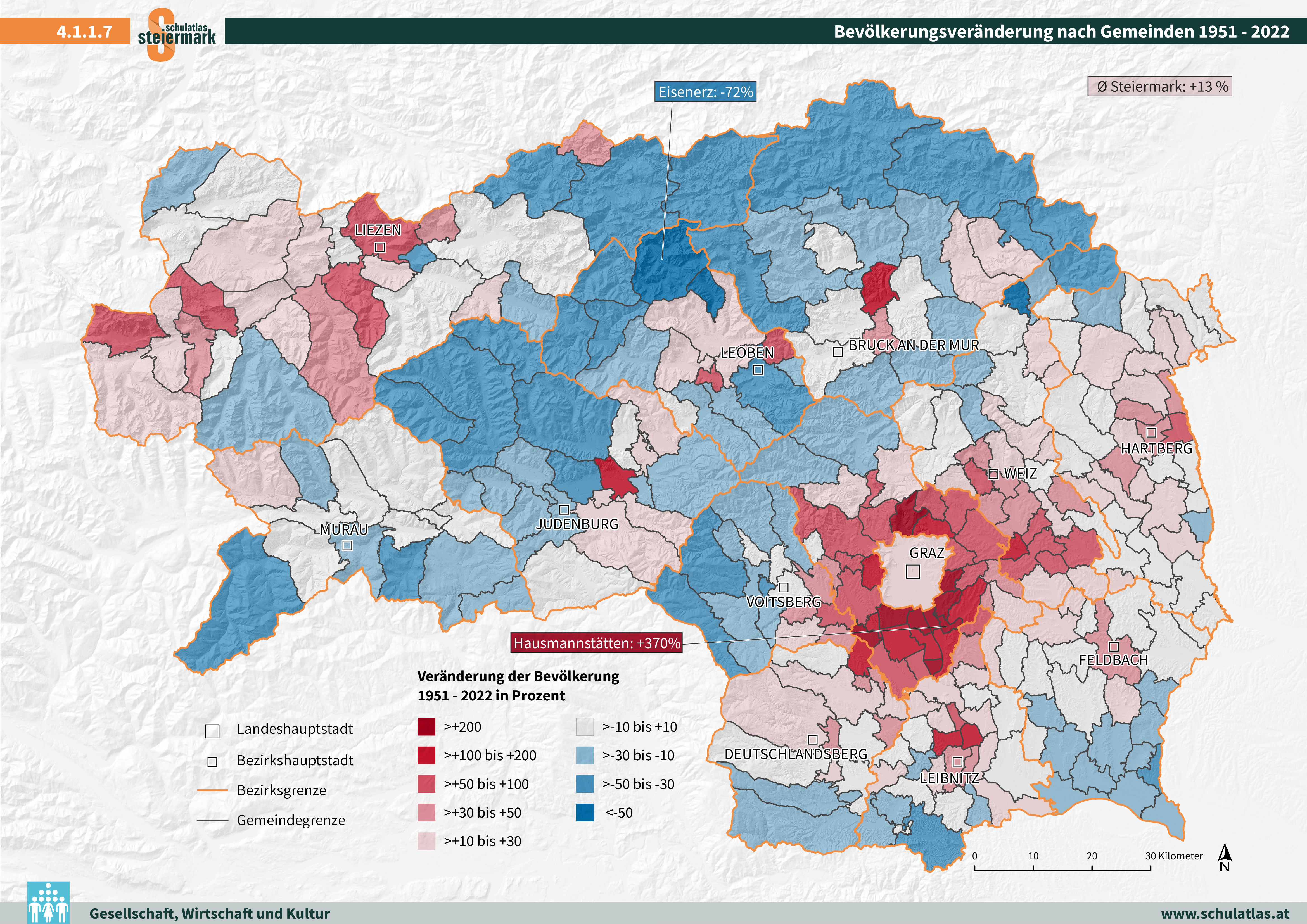 Bevölkerungsveränderung 1951 bis 2022