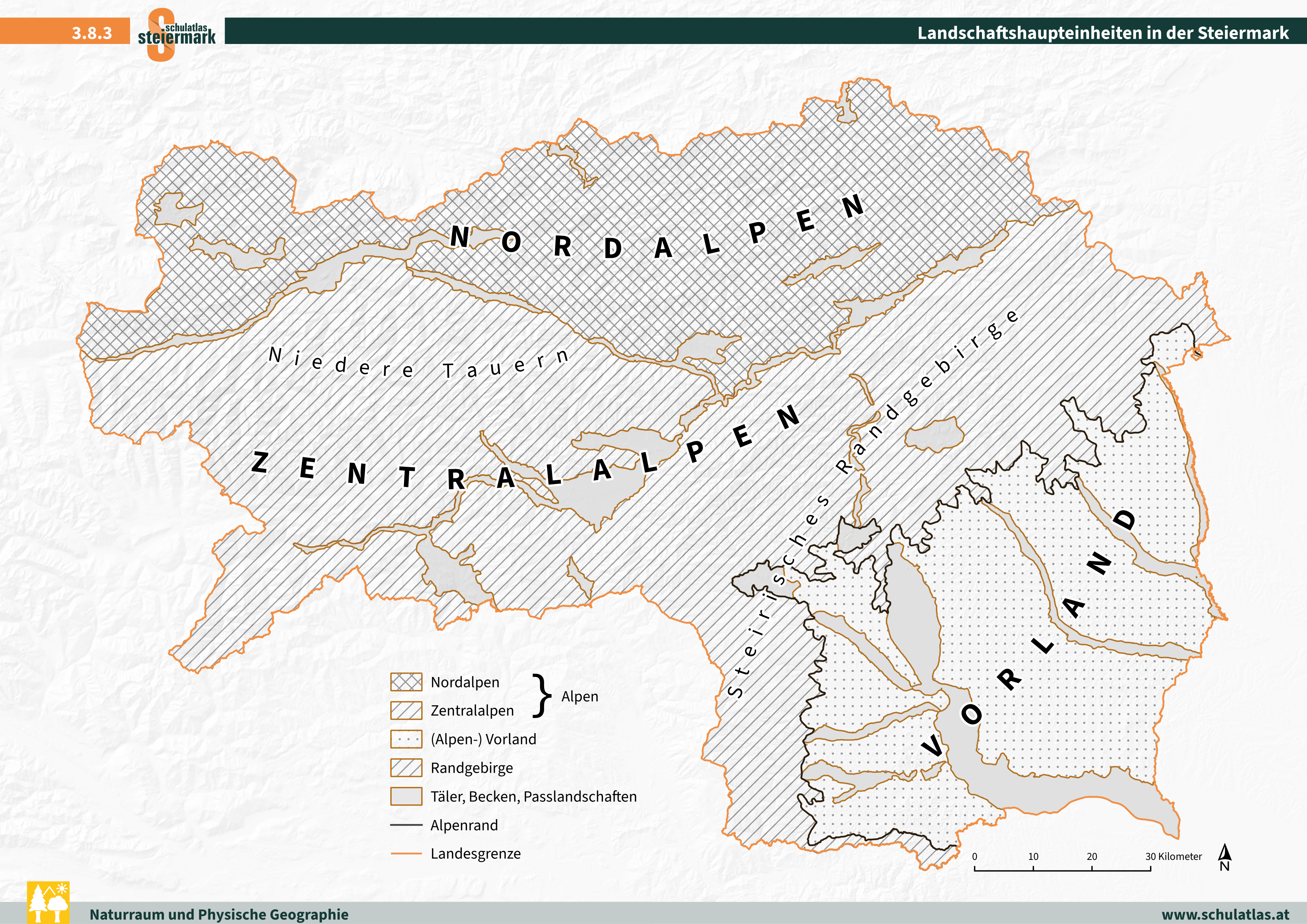 Landschaftshaupteinheiten in der Steiermark