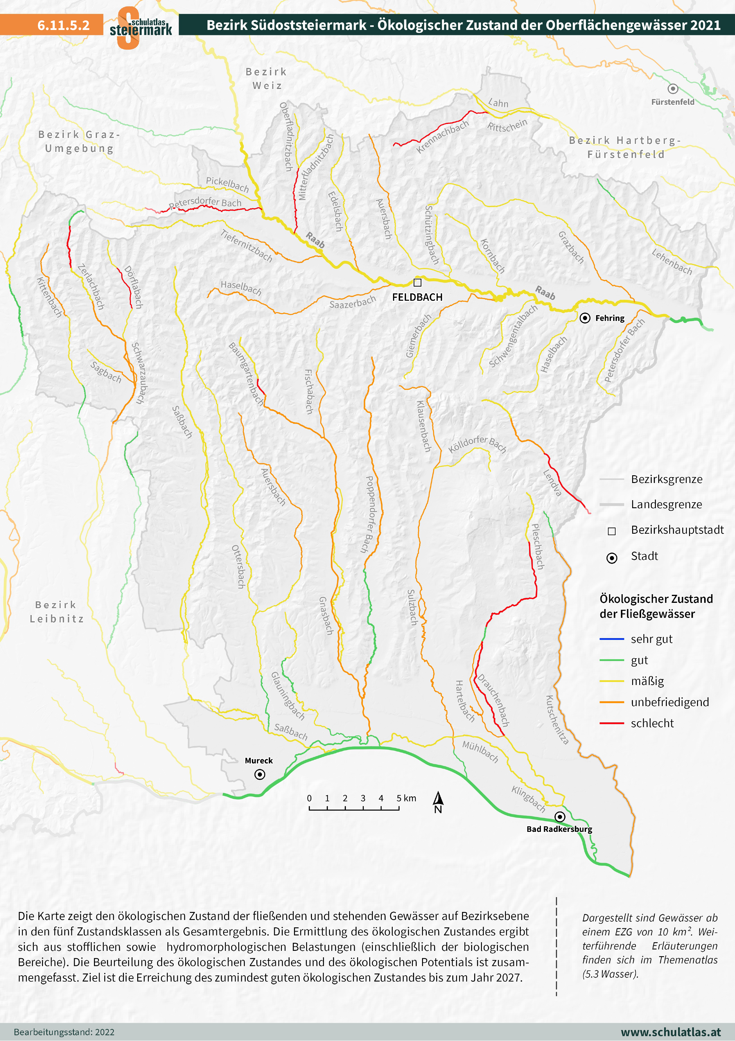 6.11.5.2 Südoststeiermark - Ökologischer Zustand der Oberflächengewässer