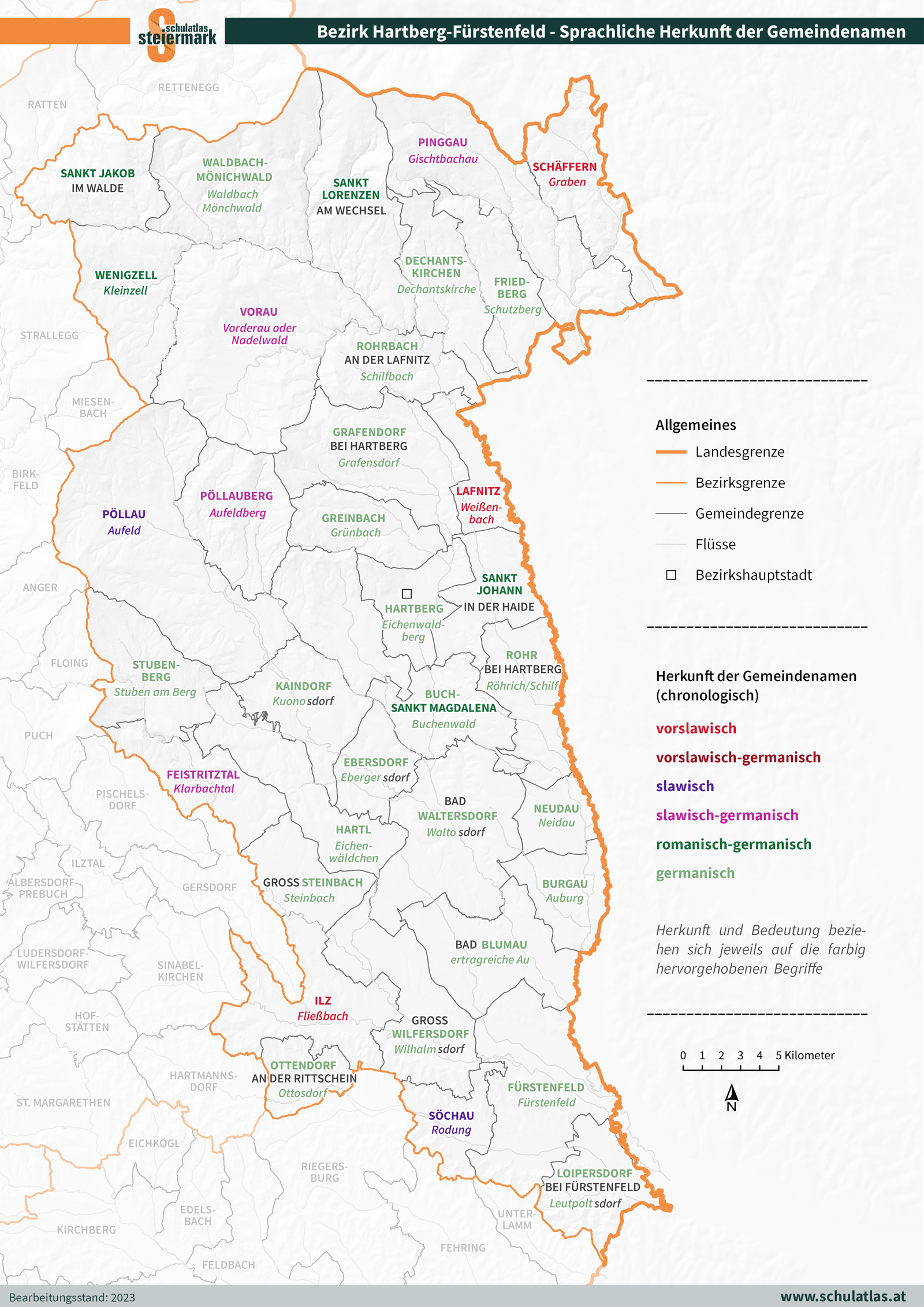 Hartberg-Fürstenfeld - Sprachliche Herkunft der Gemeindenamen