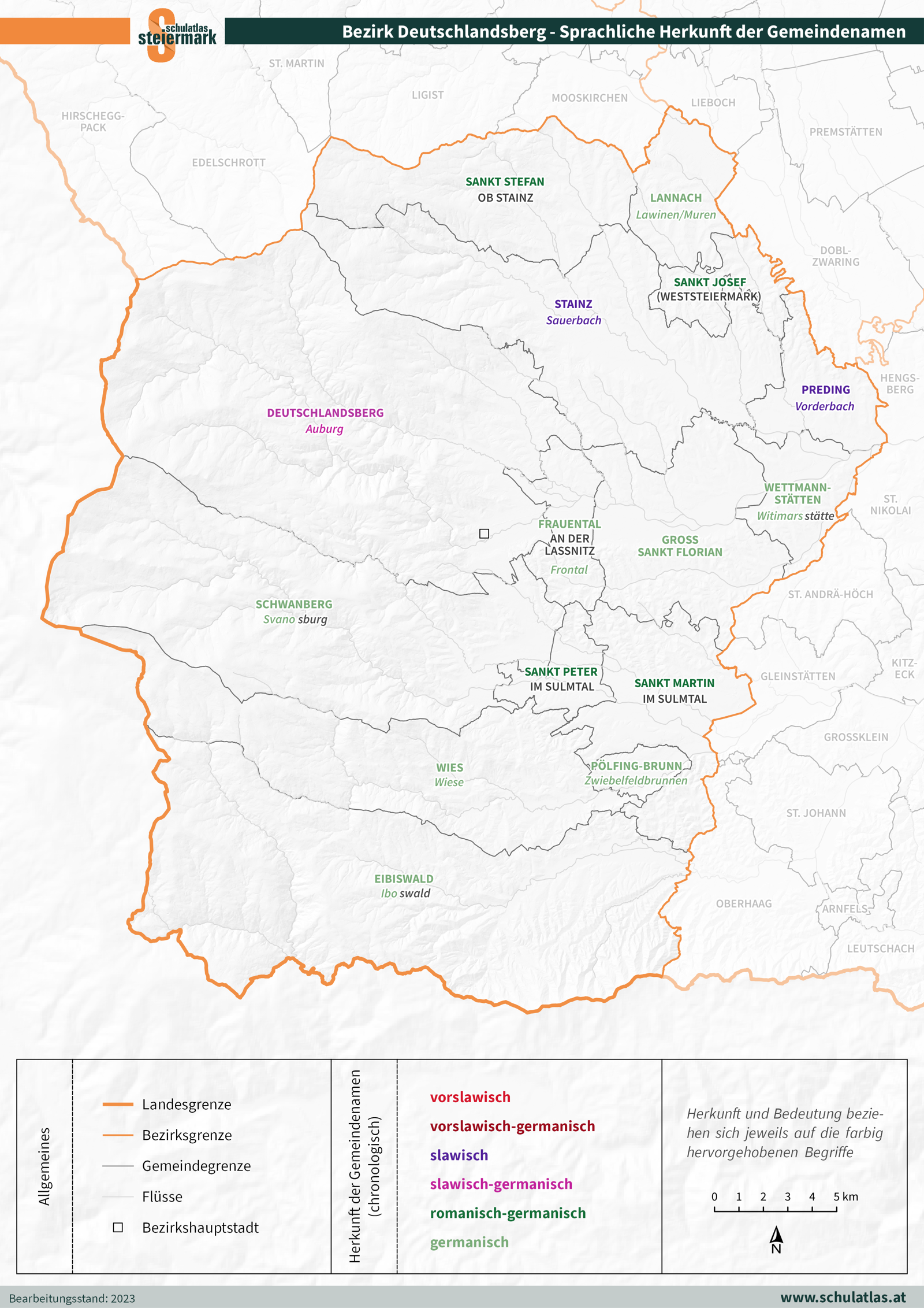 Deutschlandsberg - Sprachliche Herkunft der Gemeindenamen