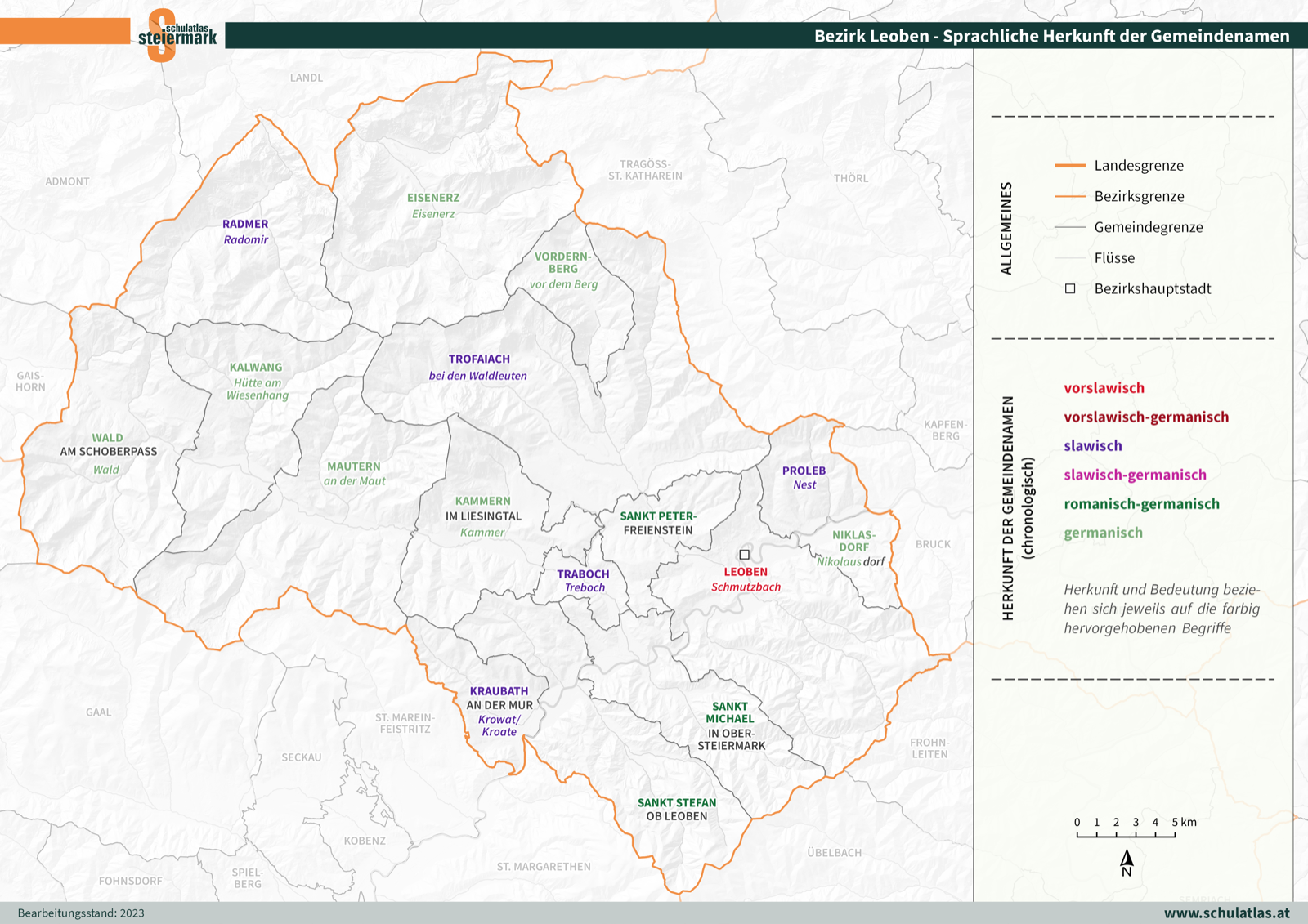 Leoben - Sprachliche Herkunft der Gemeindenamen
