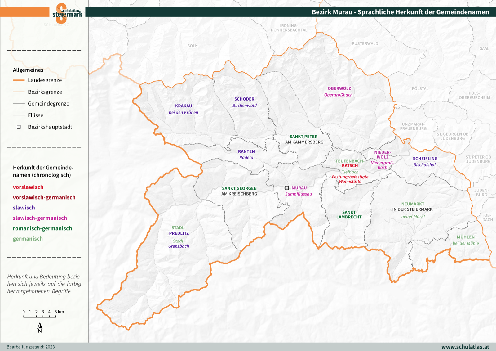 Murau - Sprachliche Herkunft der Gemeindenamen