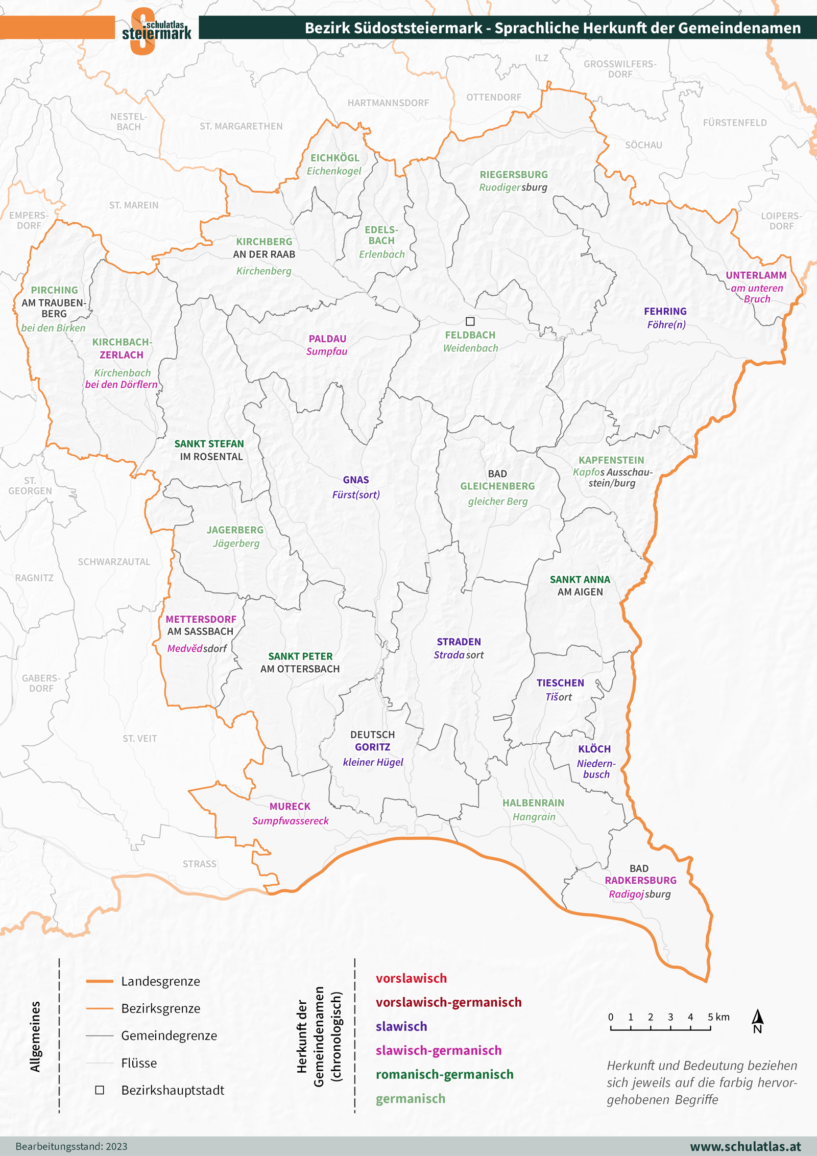 Südoststeiermark - Sprachliche Herkunft der Gemeindenamen
